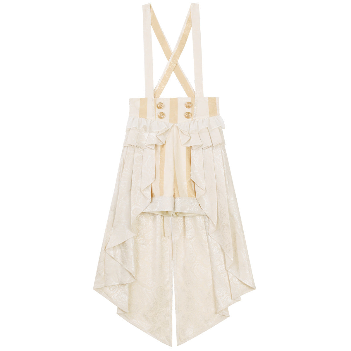 Ouji Fashion Lolita Overalls Long Sleeve Bow Bow Daily Cute Wind Suit Ivory Shorts