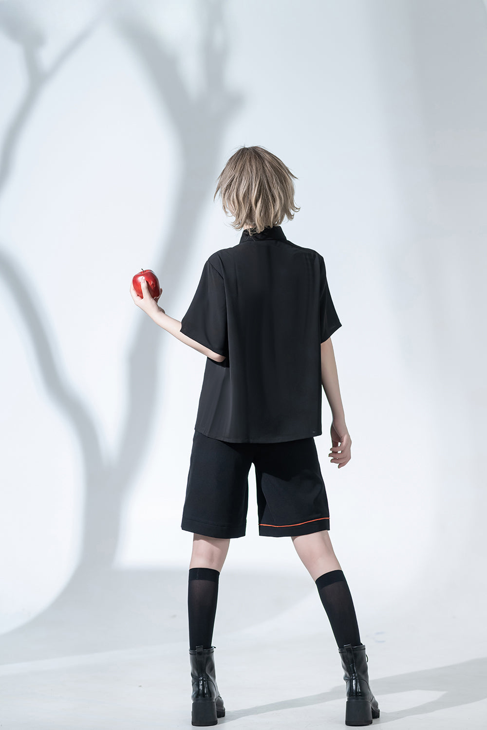 Ouji Fashion Summer Princess Chronicles Whimsical Print Black Shirt Shorts Set