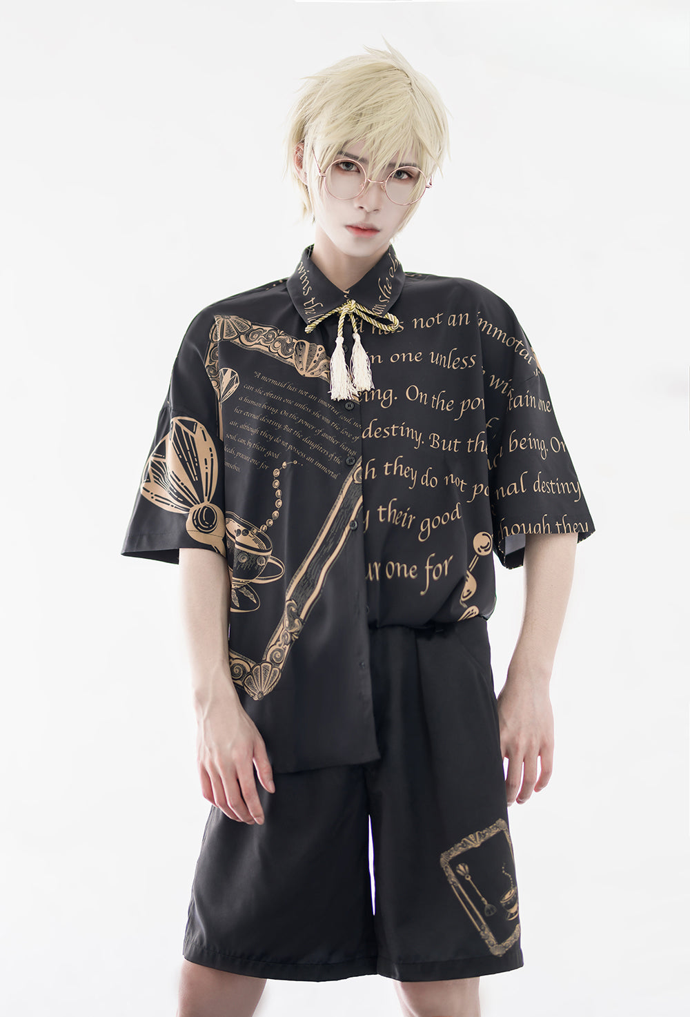Ouji Fashion Summer Princess Chronicles White Gold Accent Shirt Shorts Set