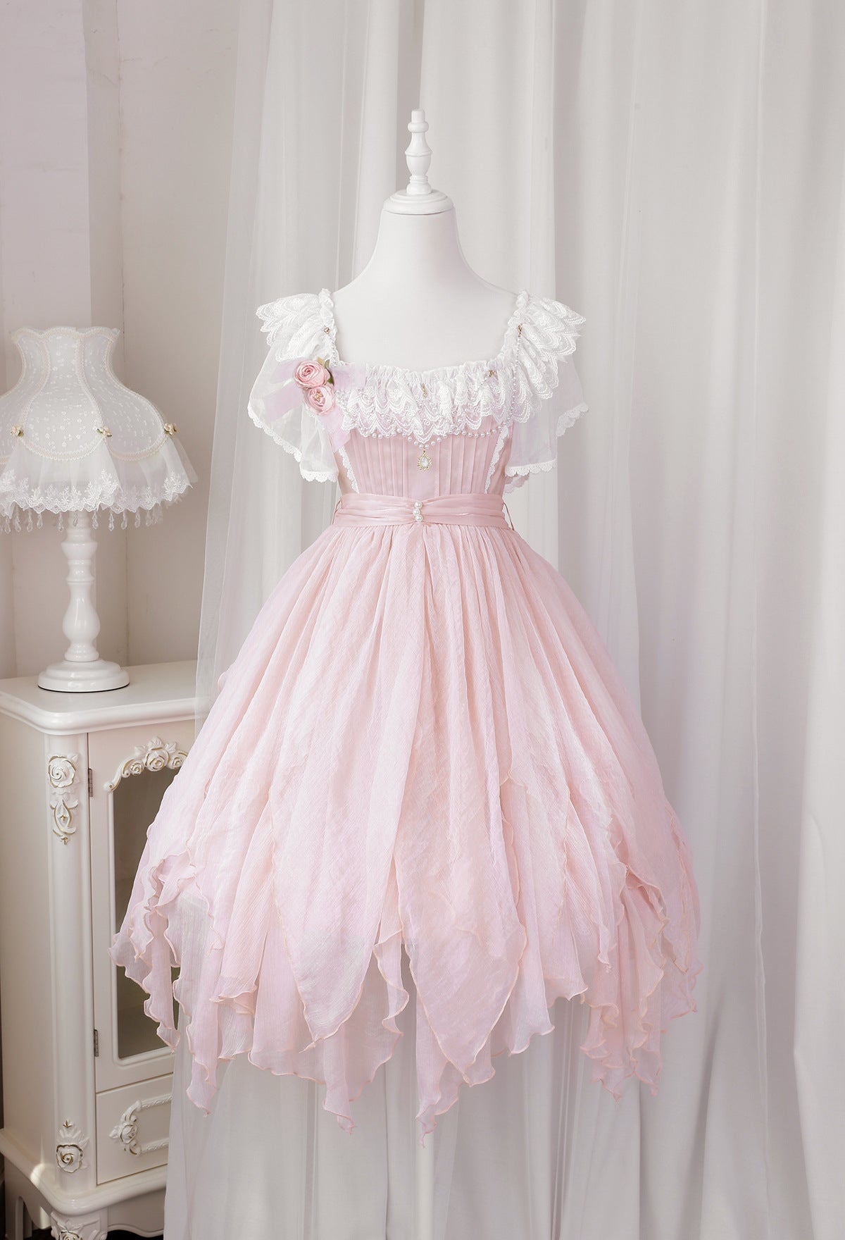 Hime Lolita Pink Fluffy Princess Dress JSK Flower Fairy