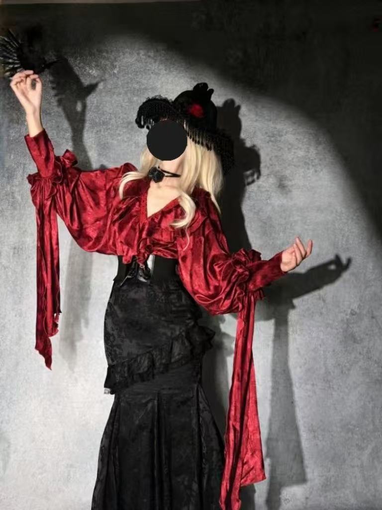 [Pre]Goth Lolita Mermaid Skirt Black Vintage Thorn Oracle Autumn Tea Party Lolita Dress