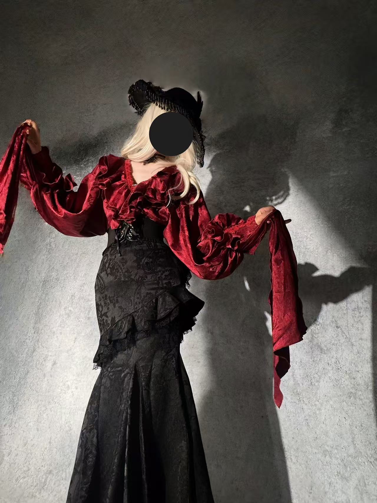 [Pre]Goth Lolita Mermaid Skirt Black Vintage Thorn Oracle Autumn Tea Party Lolita Dress