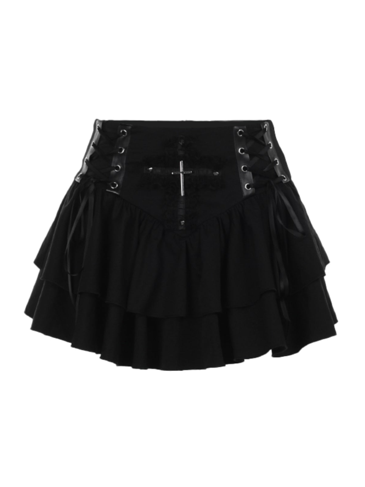 Punk Cross Puffy Skirt Goth Black Lolita Dresses