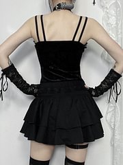 Punk Cross Puffy Skirt Goth Black Lolita Dresses