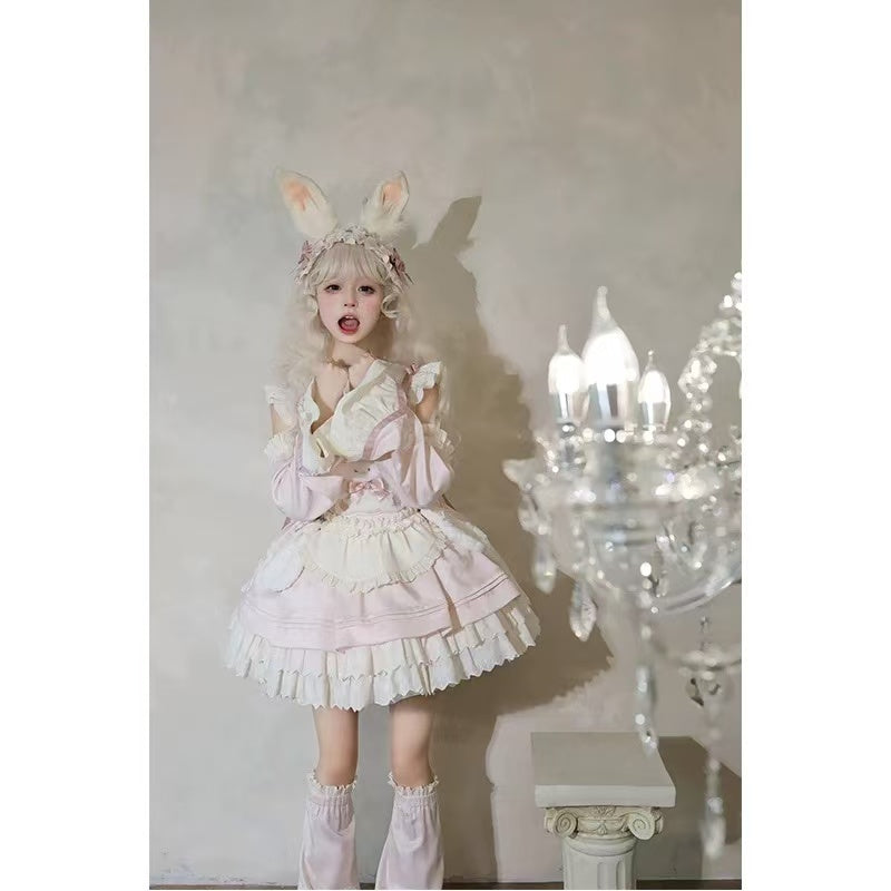 [Pre]Sweet Lolita Pink OP Dress Cute Soft Autumn Winter Christmas Holiday Outfit