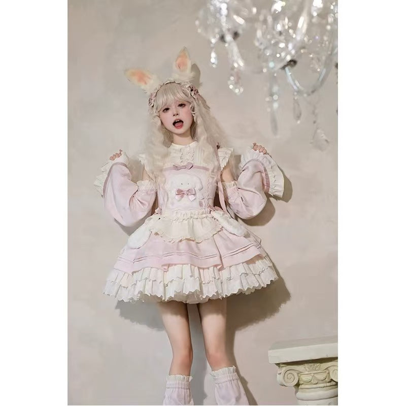 [Pre]Sweet Lolita Pink OP Dress Cute Soft Autumn Winter Christmas Holiday Outfit