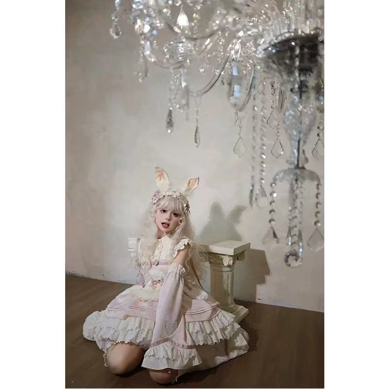 [Pre]Sweet Lolita Pink OP Dress Cute Soft Autumn Winter Christmas Holiday Outfit