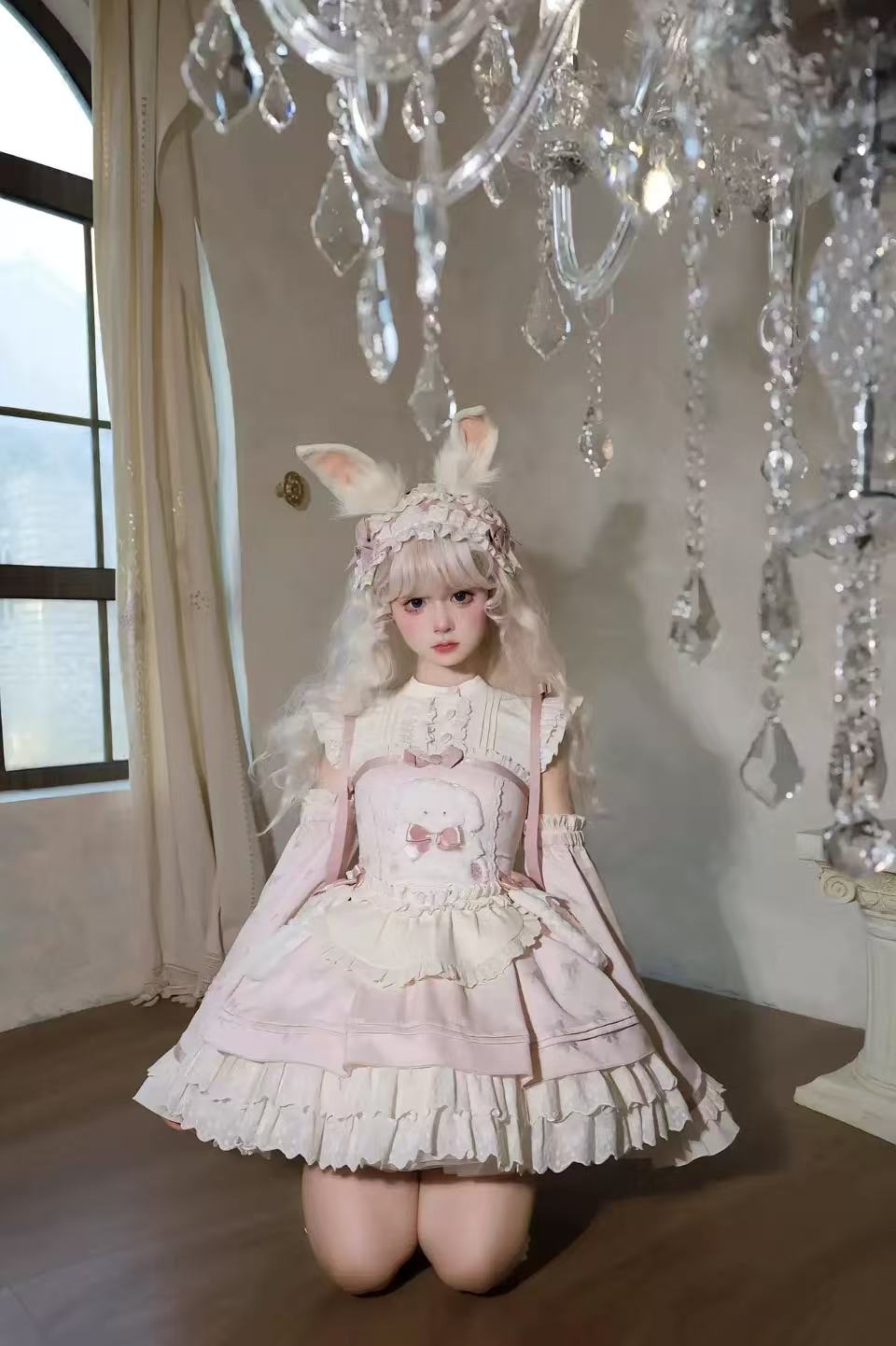 [Pre]Sweet Lolita Pink OP Dress Cute Soft Autumn Winter Christmas Holiday Outfit