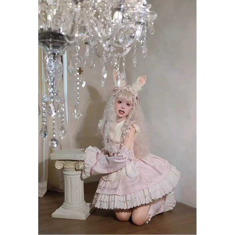 [Pre]Sweet Lolita Pink OP Dress Cute Soft Autumn Winter Christmas Holiday Outfit