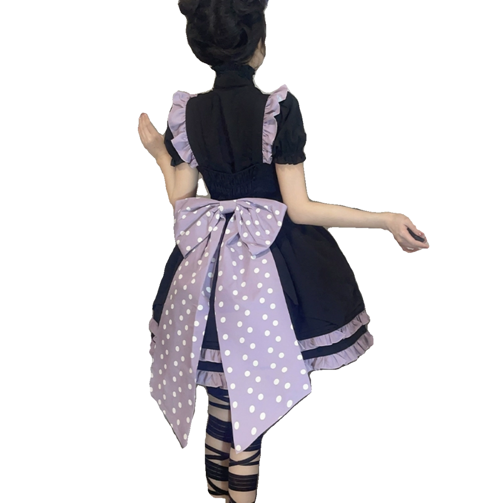 Sweet Lolita Purple and Black Color Matching Lolita Daily Dress Autumn and Winter Bow Jsk Jumper Skirt