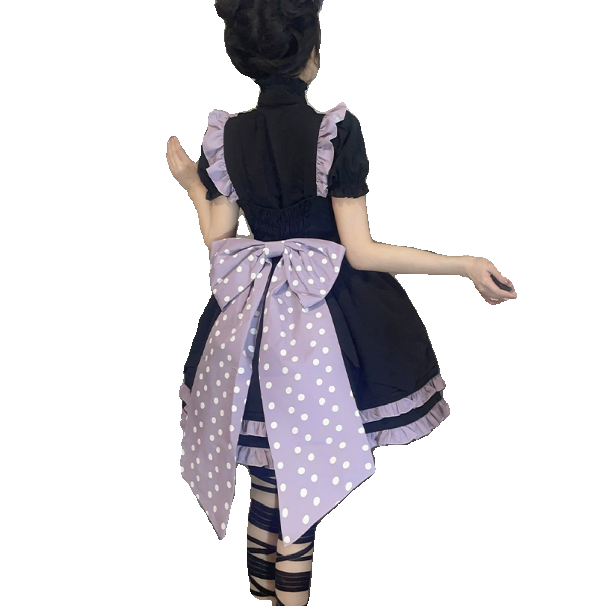 Sweet Lolita Purple and Black Color Matching Lolita Daily Dress Autumn and Winter Bow Jsk Jumper Skirt