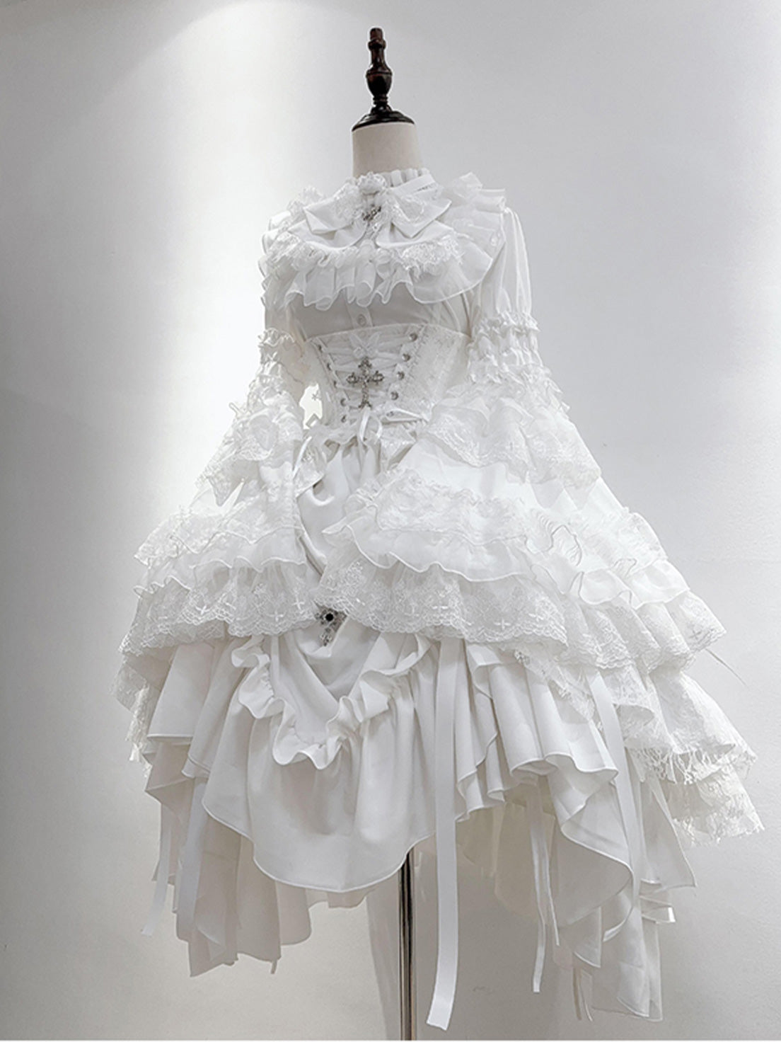 Goth Lolita Gothic Elegant White Dramatic Ruffled Lolita Gown